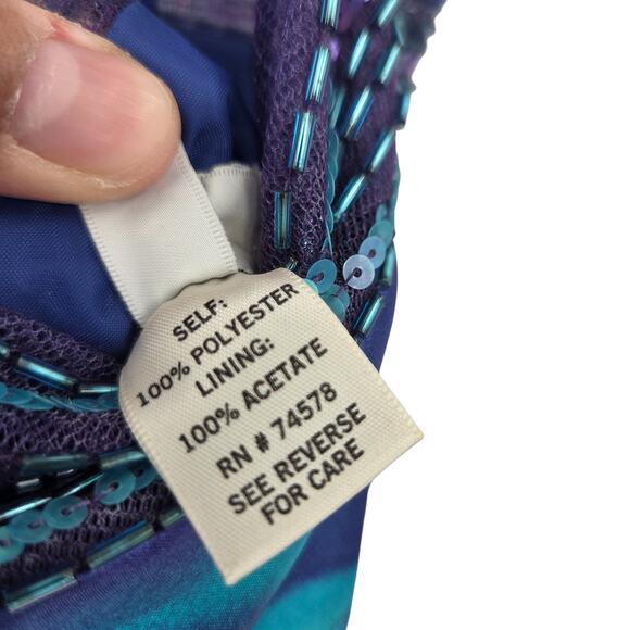 CACHE SZ 2 Y2K 90S BEADED SATIN BACKLESS PADDED BRA LINING PLEATED MAXI DRESS - Picture 4 of 7